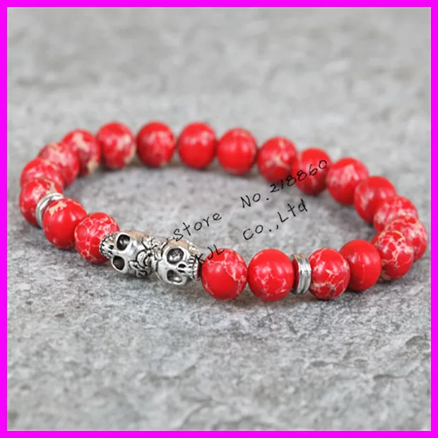 2 шт. новинка 2017 модный браслет с бусинами 8 мм Золотая/Искусственная голова