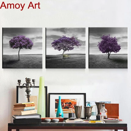 3 шт. большие темные облака фиолетовые деревья холст настенная живопись пейзаж
