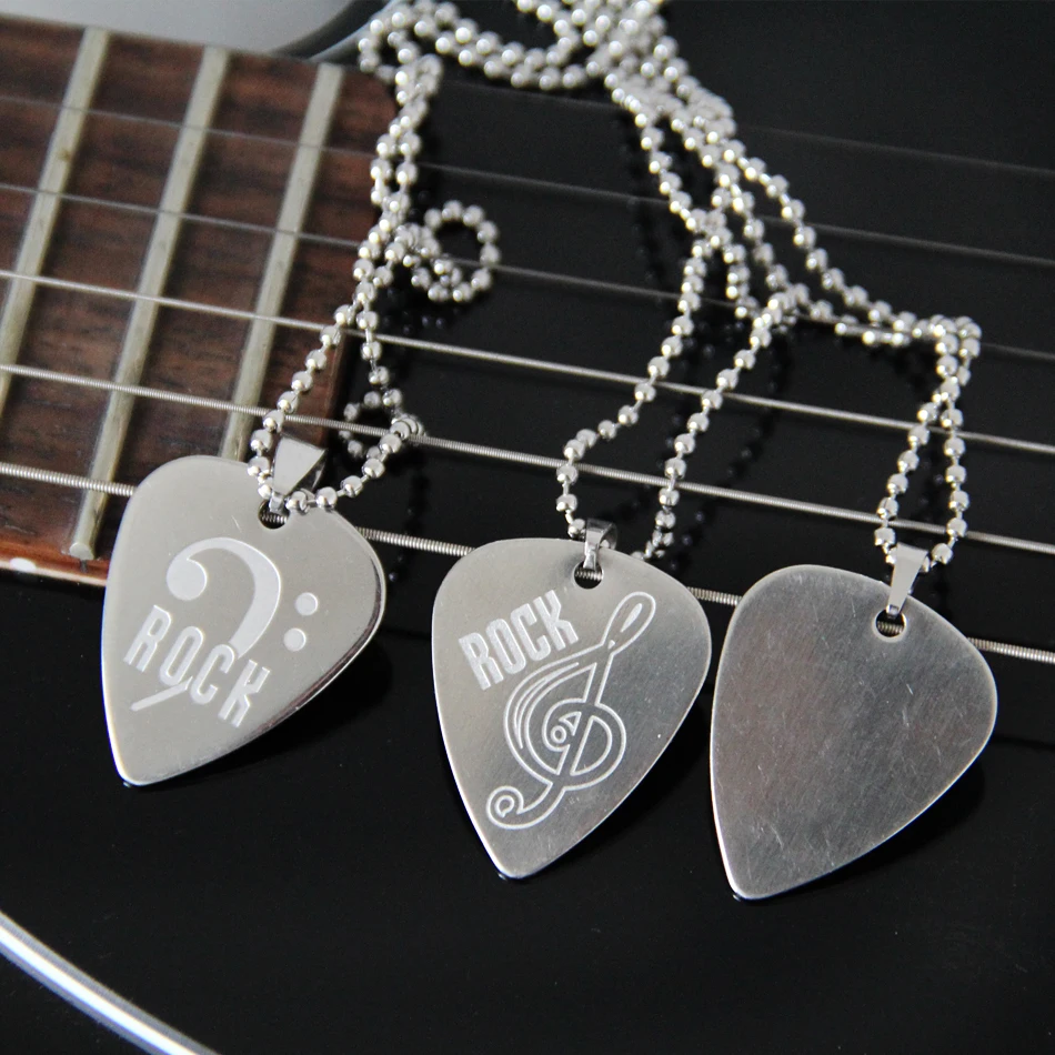 Металлическое ожерелье из нержавеющей стали|guitar plectrum|bass guitar plectrumsguitar pick necklace |