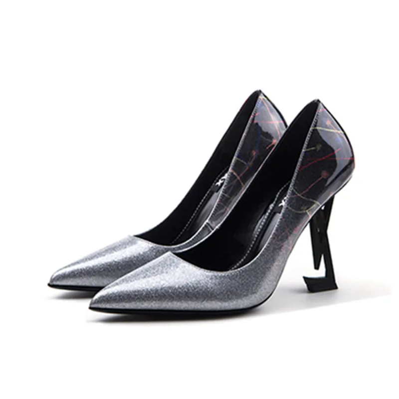 Женские модельные туфли лодочки на необычном каблуке Туфли гладиаторы из