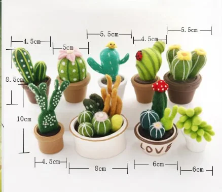 OneroomSucculent растения мультфильм Животные набор шерсти для шитья Шерсть Войлок игла