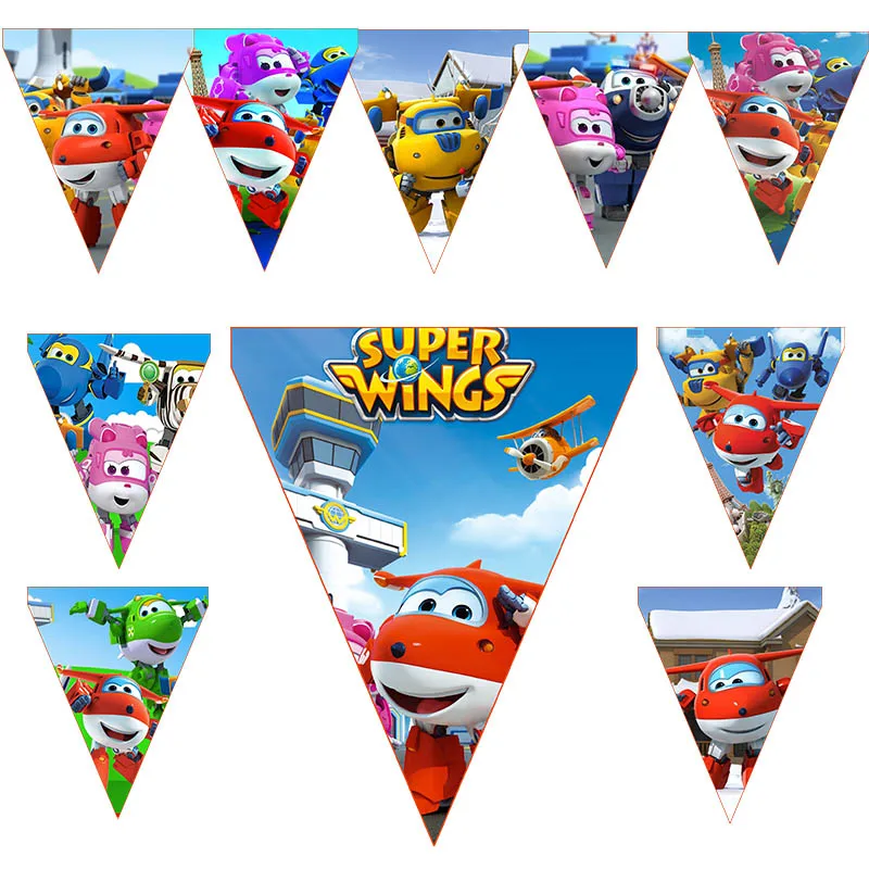 Баннер Super Wings украшения для детского дня рождения флажки детской вечеринки