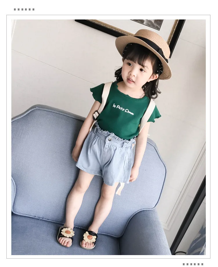 Children's clothing girls summer 2018 Korean version of the cartoon letter printing short-sleeved basic fashion T-shirt | Детская