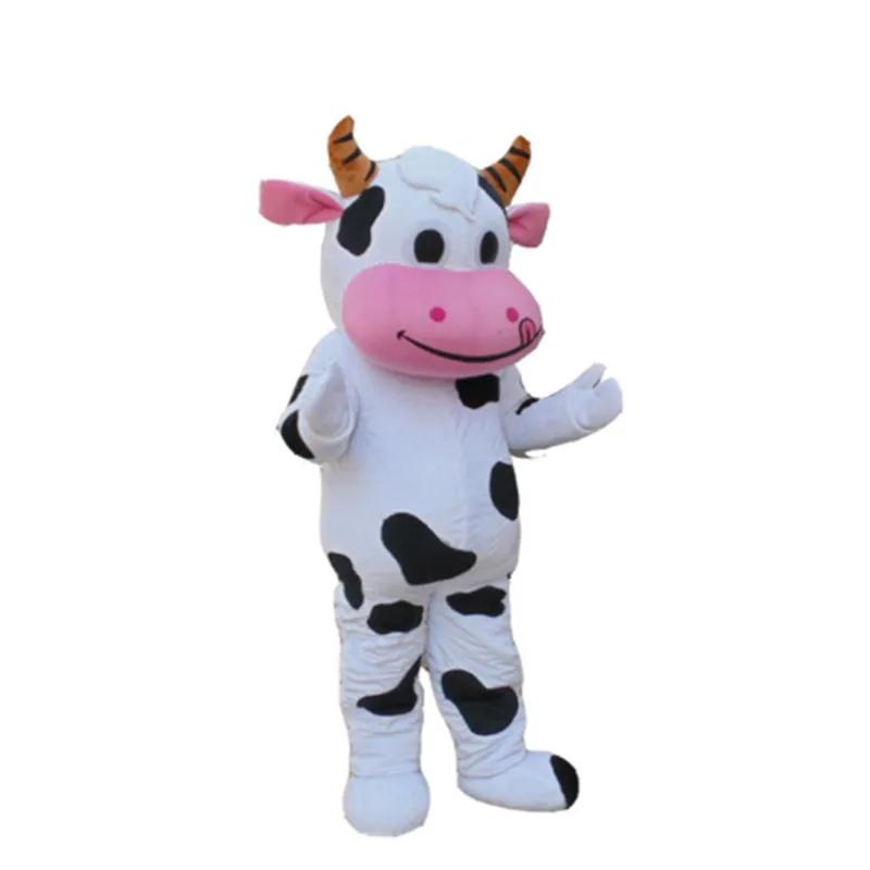 Костюм талисмана из молочной коровы белого и черного цвета нарядное платье
