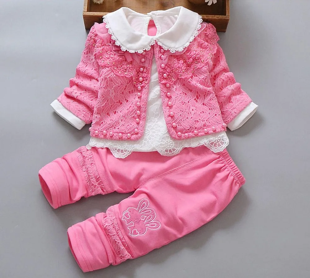 Новинка весенне осенний комплект из 3 предметов для маленьких девочек белая