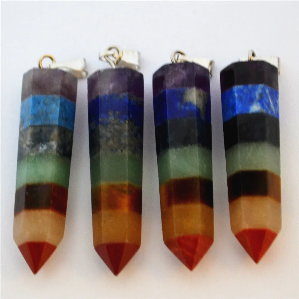 Ожерелье женское с шестигранной призмой натуральная Радужная 7 Чакра 35 мм