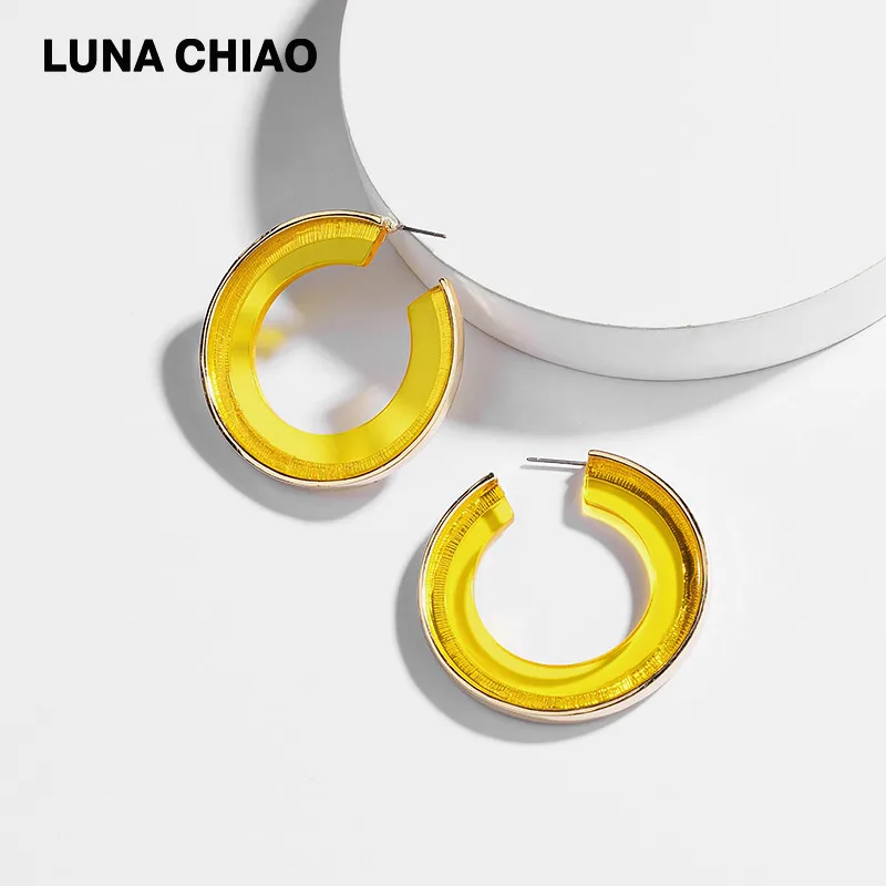 Женские акриловые серьги кольца LUNA CHIAO новые дизайнерские круглые прозрачные