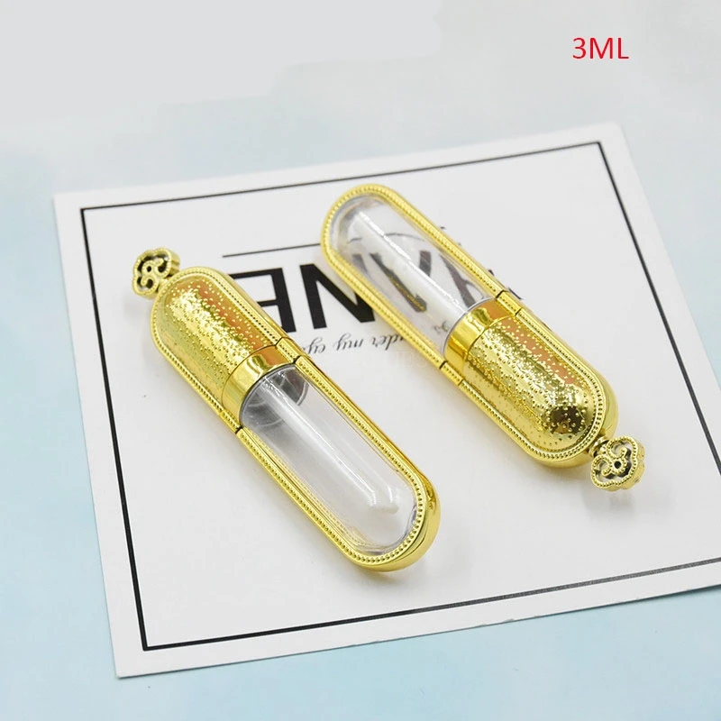 

Mini Lip Gloss Tube 3ML Clear Glod Plastic Eyelash Clear Glue Refillable Bottle Lip Balm Container With Crown Lids 1000pcs/lot