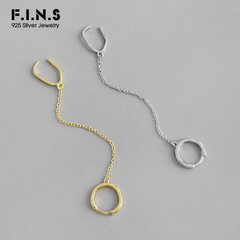 F.I.N.S трендовые Уникальные 925 пробы серебряные одиночные манжеты для ушей Женский в Корейском стиле Серебряные серьги-клипсы с цепочкой хорошее ювелирное изделие