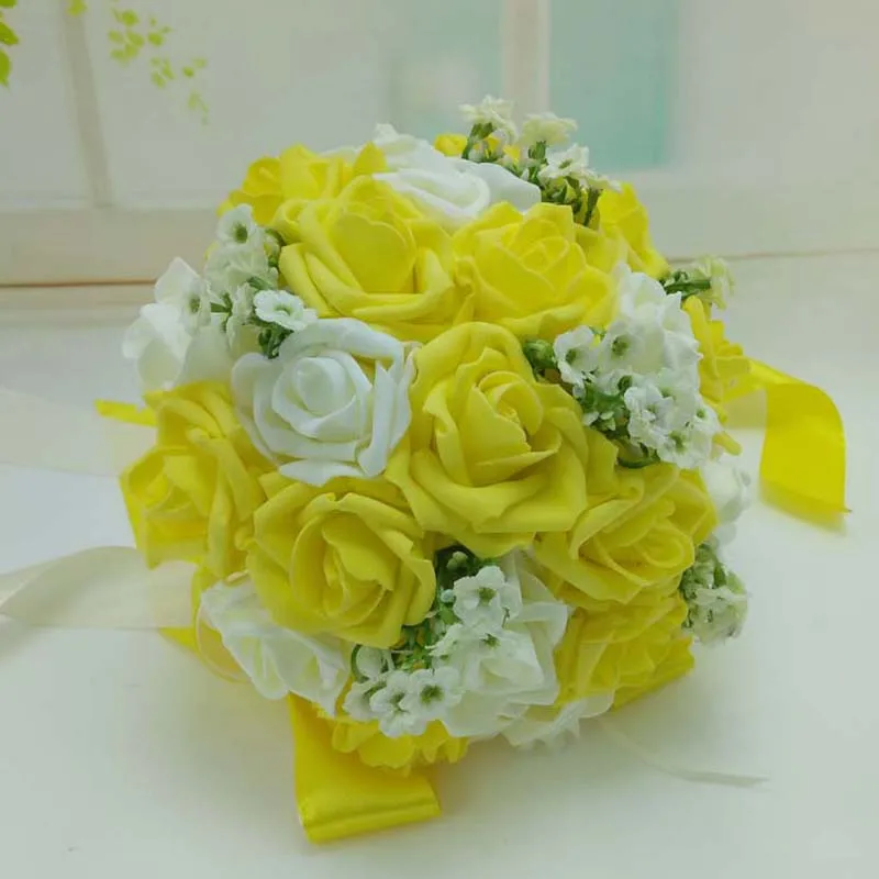 purple blue pink Fashion red Handmade Brides Bridesmaid Flower Wedding Bouquet Hand Flowers send corsage/Wrist Corsages | Свадьбы и