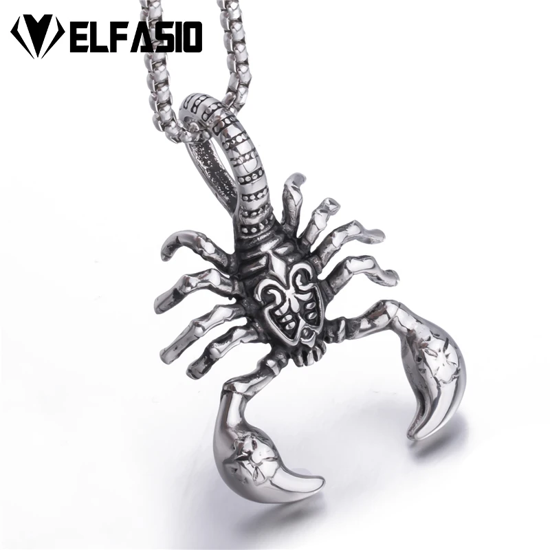 

Elfasio Scorpion king Stainless Steel Pendant Necklace Chain for Mens Jewelry