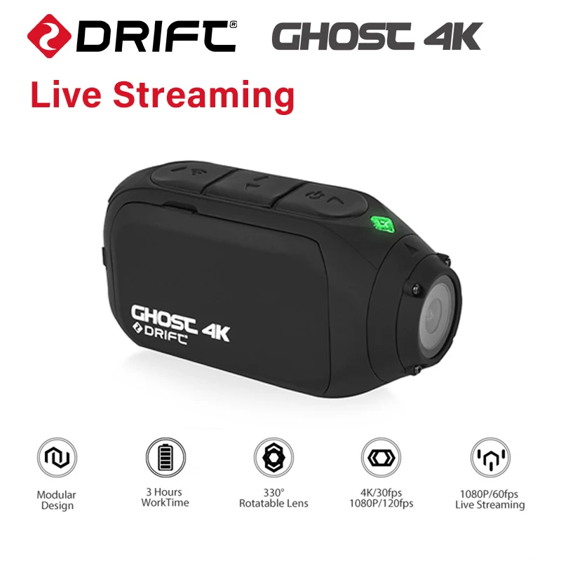 Drift Ghost 4K Спортивная экшн-камера для мотоцикла, велосипеда, байка, крепление в режиме реального времени, камера для шлема с Wi-Fi, Bluetooth, дистанционное управление