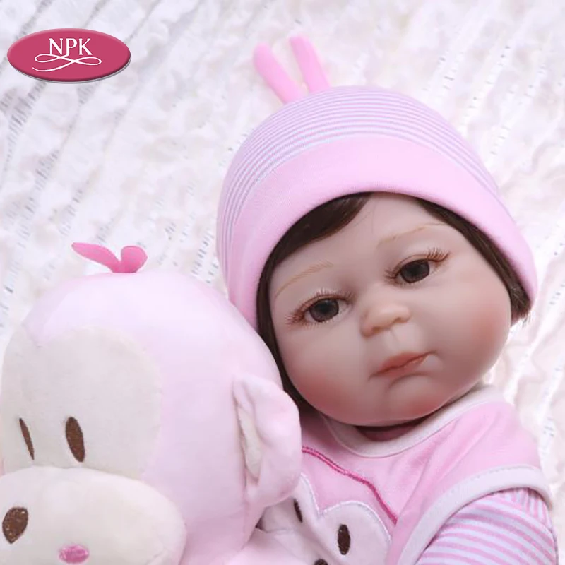 NPK 19 дюймов силиконовая кукла Reborn Baby Girl Мягкая виниловая Реалистичная Bonecas для