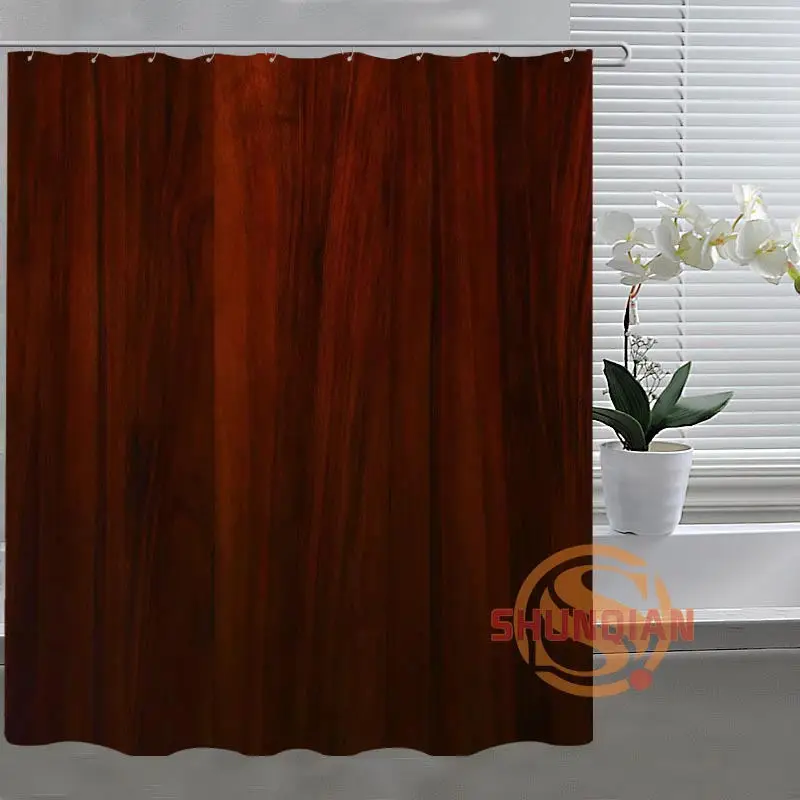 Новая мода из дерева на заказ душевая занавеска ткань для ванной полиэфира