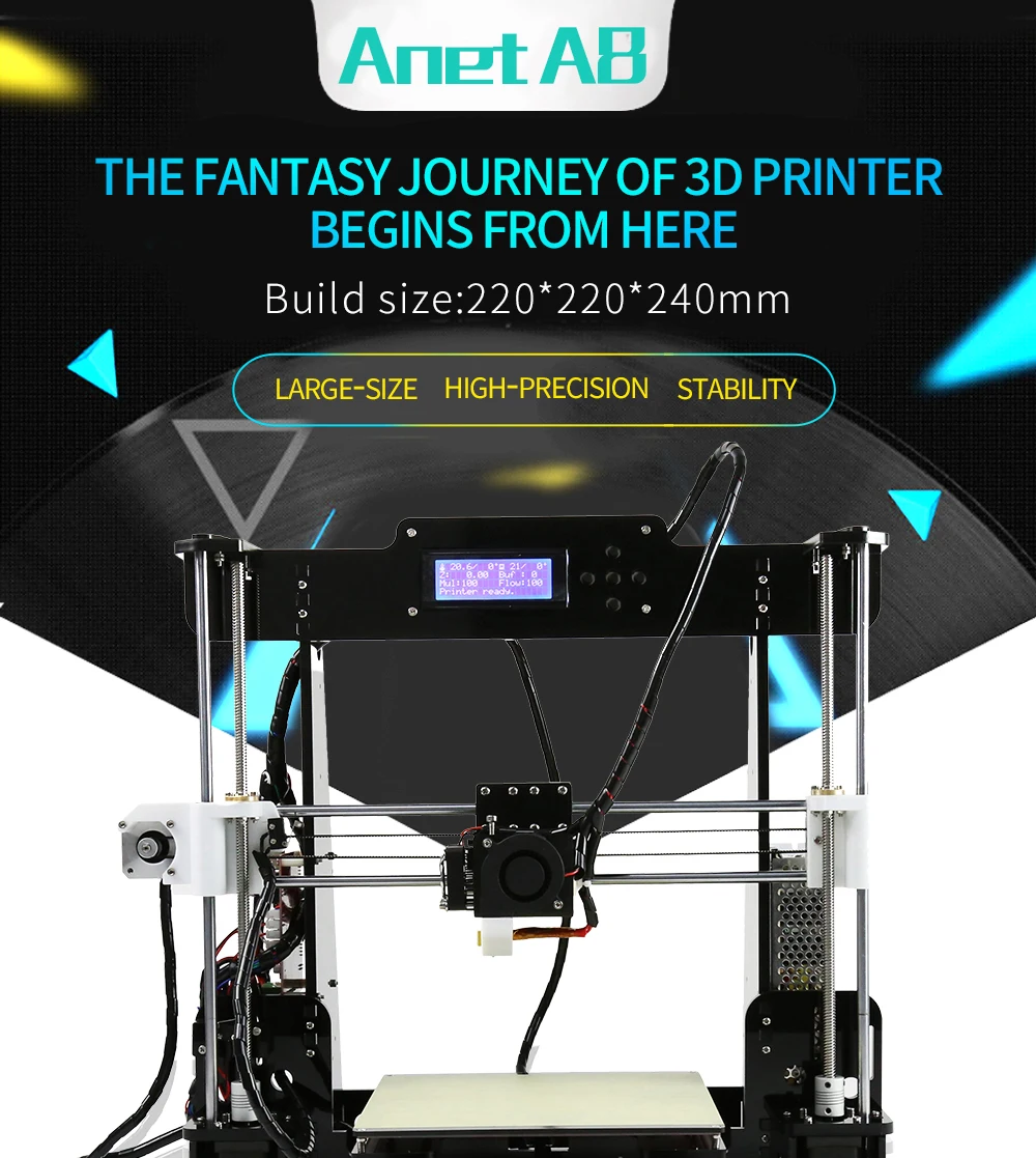 Anet A8/A6 3d принтер Reprap акриловый легко установить DIY 3d принтер Prusa I3 большой размер 3d принтер для домашнего использования 3d принтер