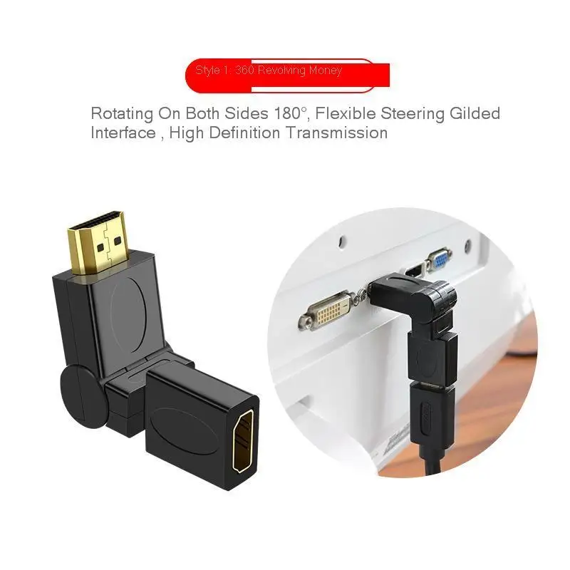 HDMI адаптер 180 и 360 градусов локоть HD линия передачи данных мужчина к гнезду