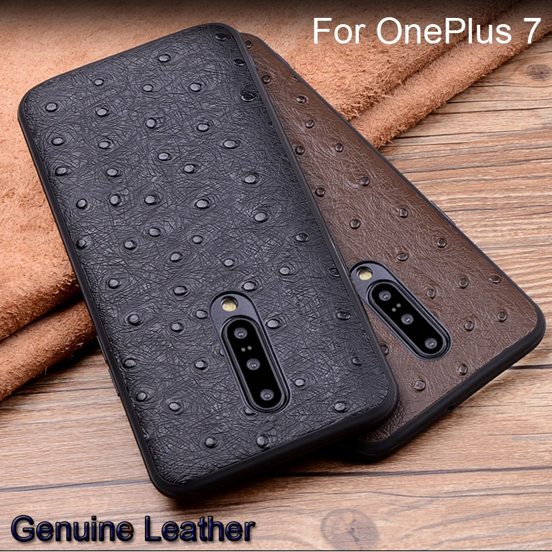 Чехол для OnePlus 7 чехлы из натуральной кожи с узором страуса кожаный защитный чехол