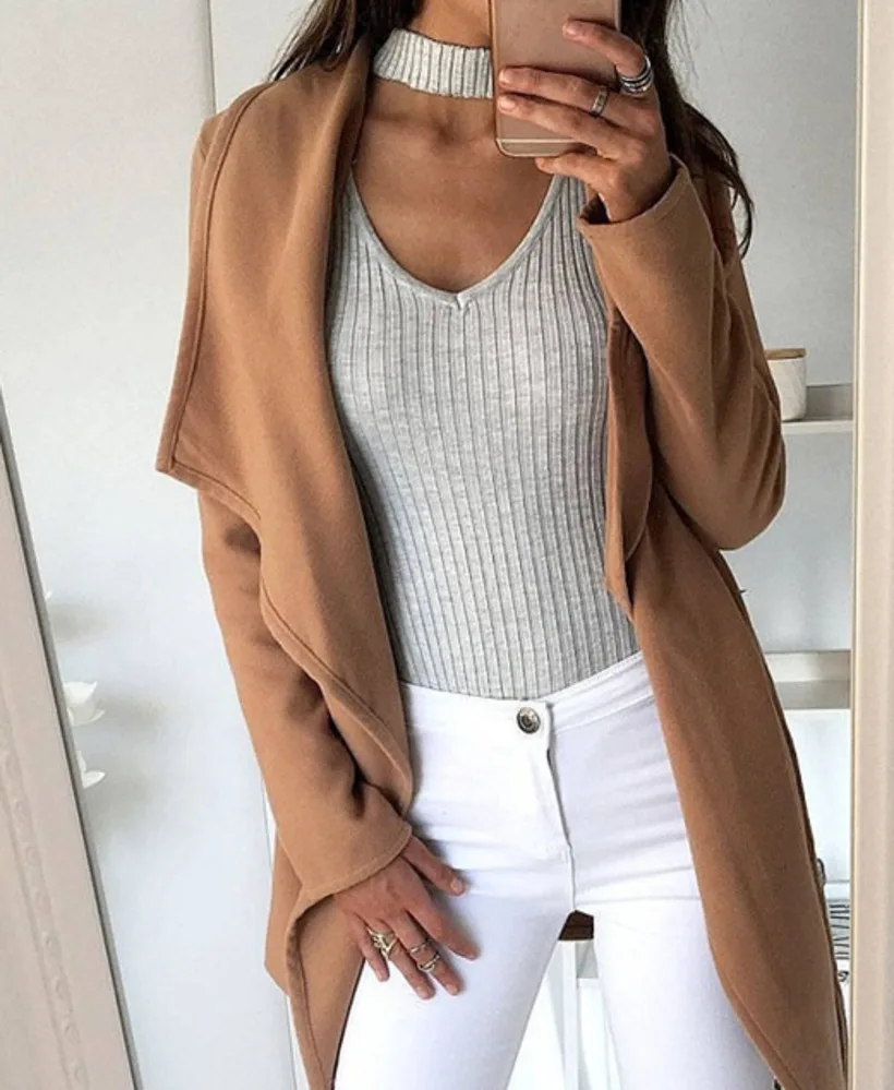 Autumn winter black halter knitted sweater White sexy pullover women tops Slim v neck long sleeve chic jumper pull femme | Женская