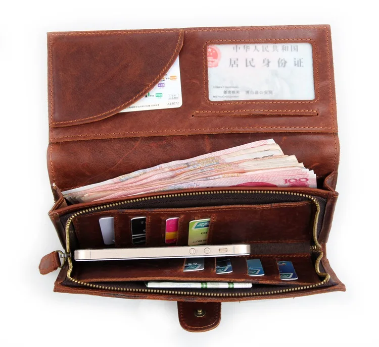 Для мужчин сумасшедшая лошадь кожаный бумажник сцепления iPhone 6 plus Case Двойные