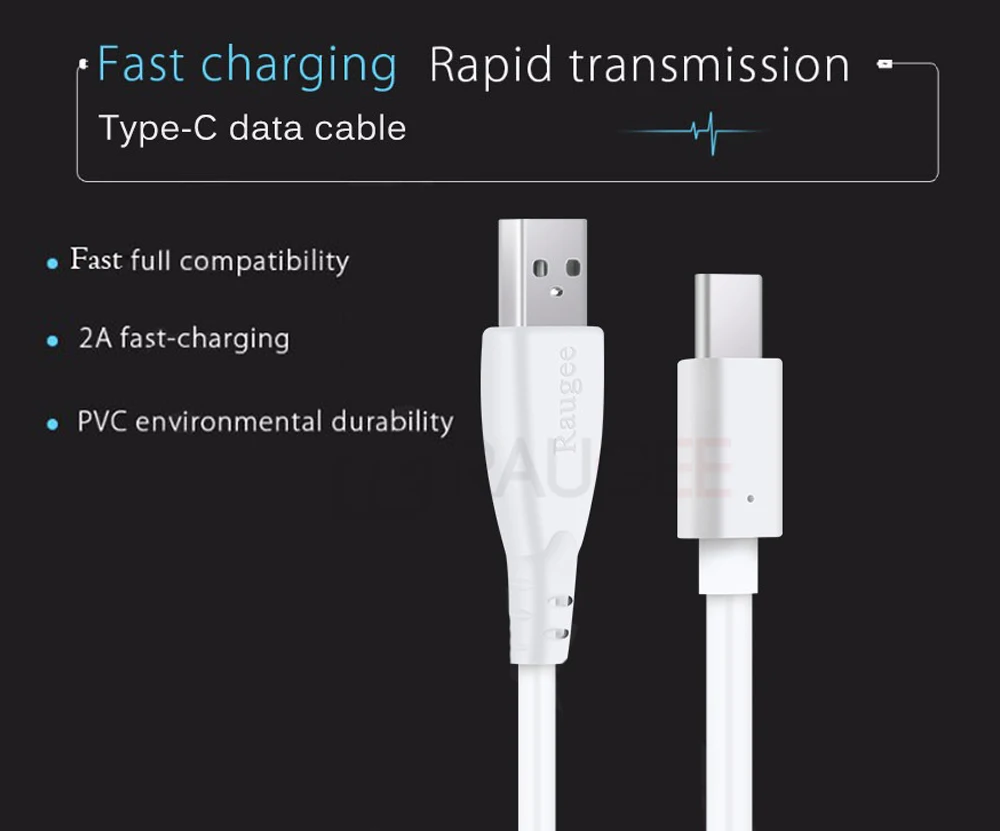 Кабель Raugee type-C для usb type C, 1 м, USB C, зарядный кабель для передачи данных, адаптер, кабель зарядного устройства для Blackview BV7000, BV8000, BV9000, BV9500