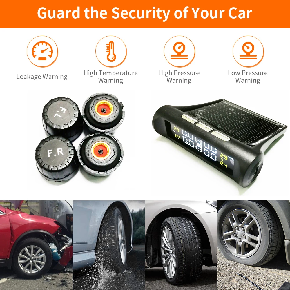 Автомобильная солнечная TPMS беспроводная система мониторинга давления в шинах ЖК