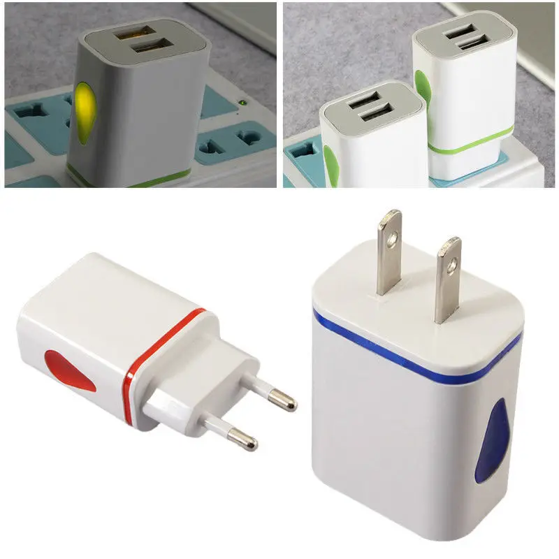 100 шт. в партии 2.1A 5 LED 2USB зарядное устройство для телефона Быстрая зарядка бытовой