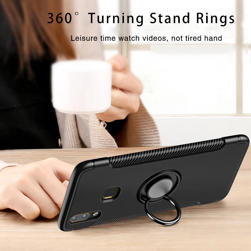 Гибридный защитный чехол для Oppo R9 R11 R15 R17 Reno с подставкой и кольцом Vivo V11i X20 X21 X23 V7 V9