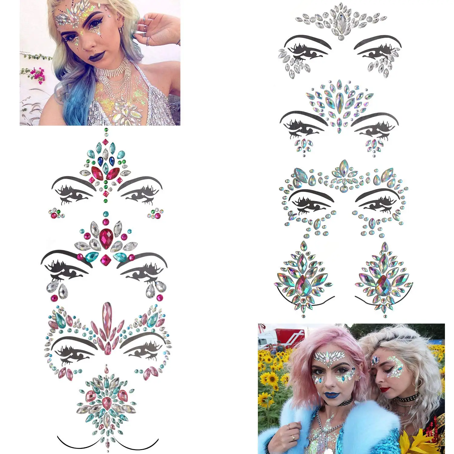 FEECOLOR 4 комплекта женское лицо тело Русалка горный хрусталь Драгоценности