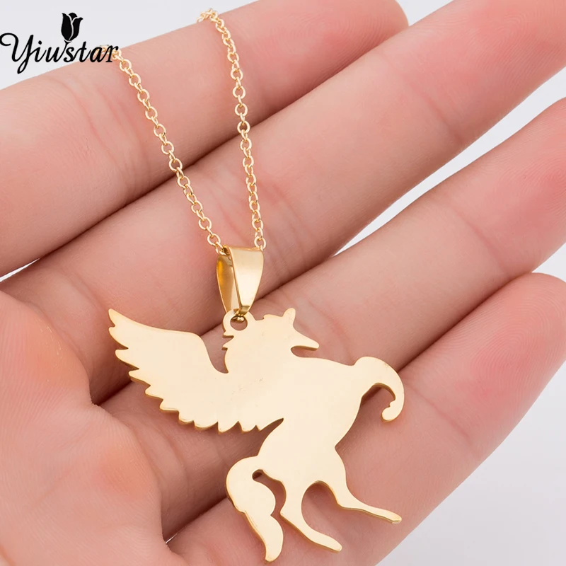 Yiustar новый дизайн Pegasus светится в темноте светящееся ожерелье Мода Аниме лошадь для женщин ювелирные изделия