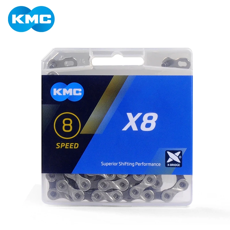 

Brand KMC X8 Bicycle Chains 116L 8 Speed Bicycle Chain With Original Box and Magic Button for Mountain Road Bike Bicycle Parts
