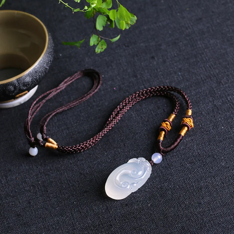 Подвеска из натурального белого агата ожерелье с подвеской в виде халцедона