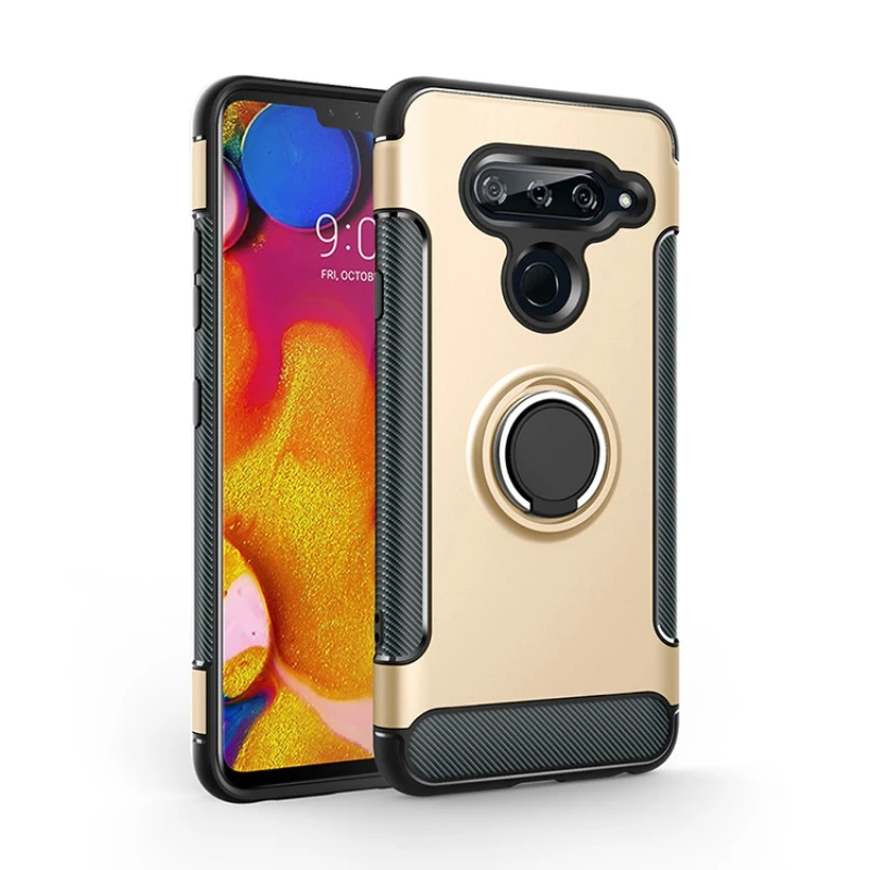 Чехол для LG V40 ThinQ армированный чехол-накладка полная защита кольцо магнетизм держатель Телефон задняя оболочка СПС LG V40 ThinQ Coque Funda 6,2"