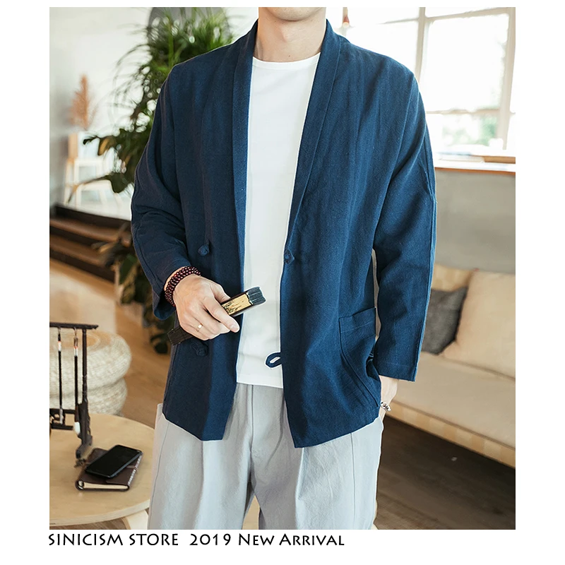 Sinicism Store хлопковые льняные винтажные мужские куртки бомберы 2020 однотонные