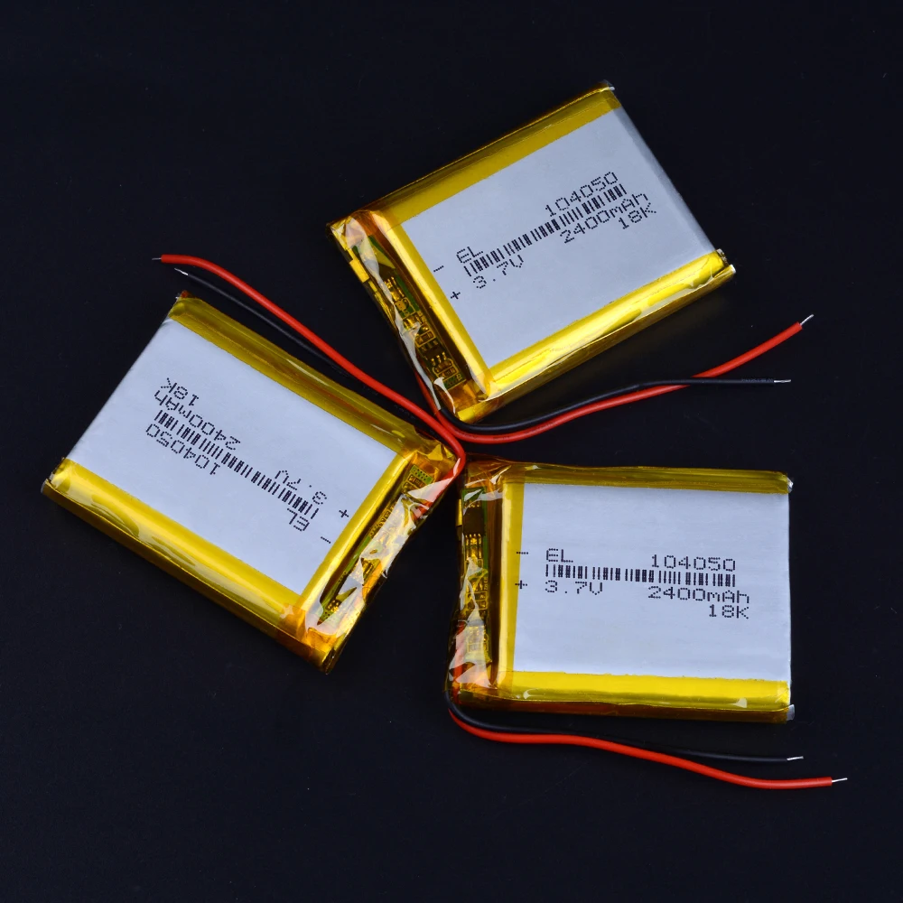 Аккумуляторная батарея 3 7 V 2400mAh Li Po 104050 литий полимерная li ion Lipo для GPS MP3 MP4 PDA