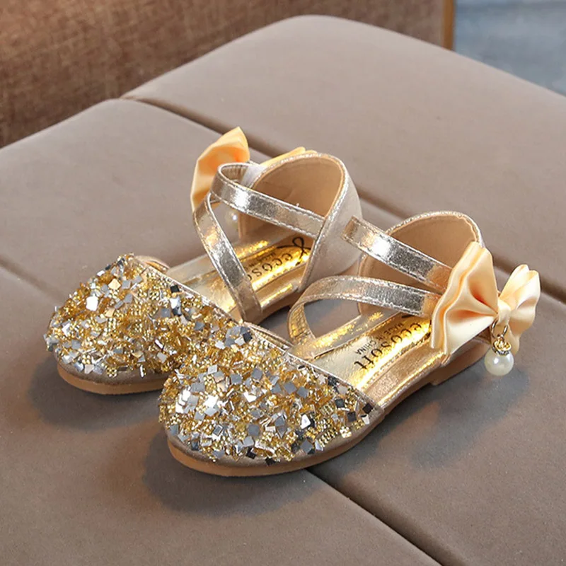 Весенние вечерние туфли для девочек Туфли принцессы с блестящими бусинами
