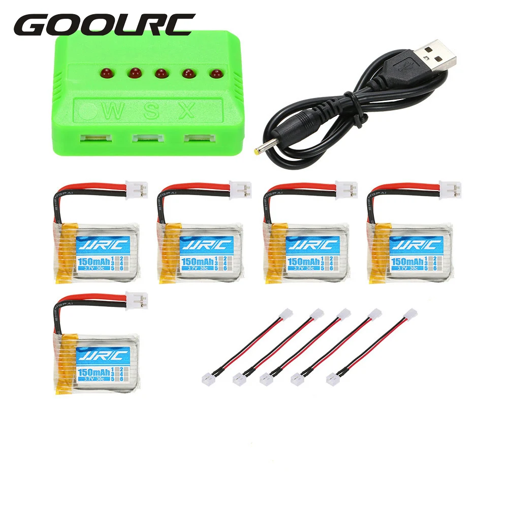 GOOLRC 5 шт. оригинальные 3 7 В 150 мАч 30C Lipo батареи с в 1 зарядное устройство для H36 RC