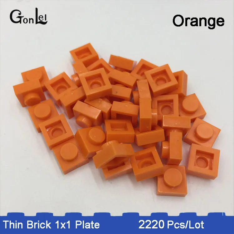 orange color 2220 шт./лот MOC кирпич 1x1 пластины части 33 цвета выбор сделать qr-код и MOC Конструкторы блоки DIY игрушка ребенок совместим с - Цвет: orange color