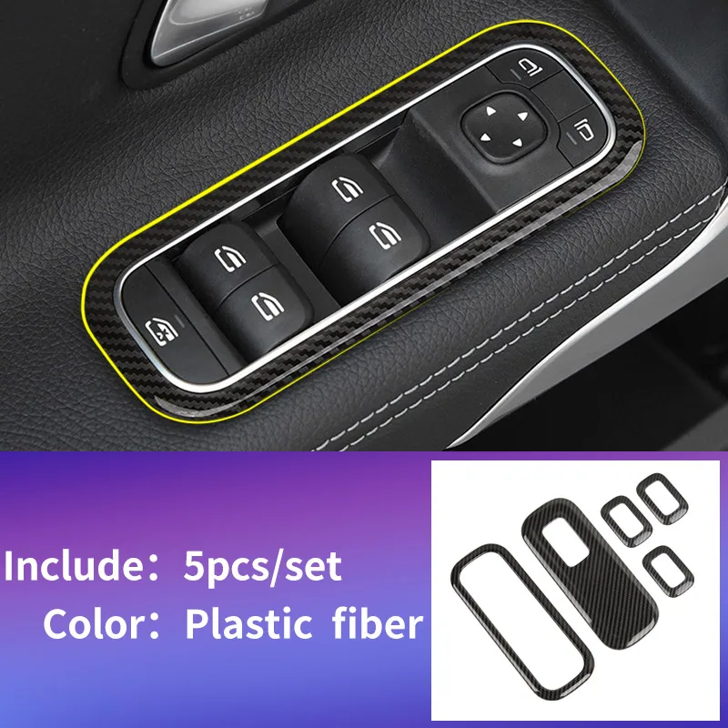 plastic fiber 5pcs Для Mercedes w177 Mercedes класса a w177 отделка amg ercedes w177 класс окно Кнопка рамка отделка Аксессуары - Название цвета: plastic fiber 5pcs