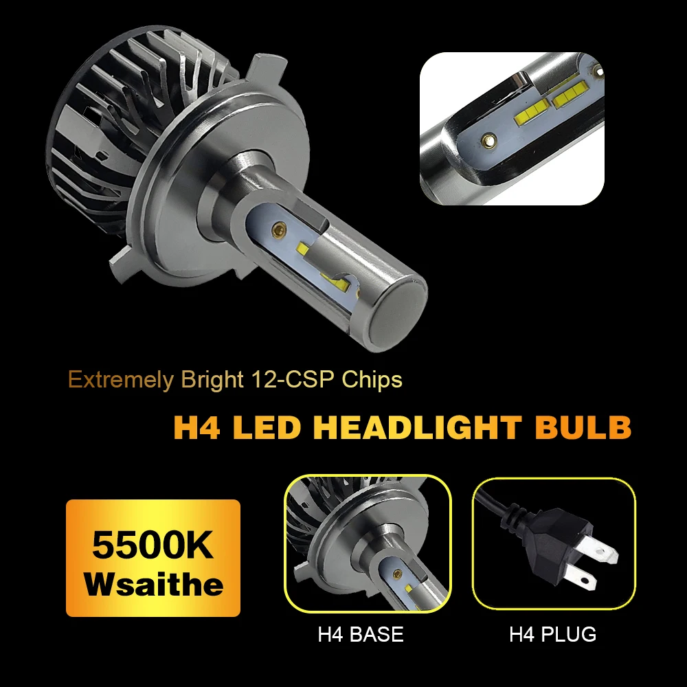 H4 LED H7 H11 CSP Светодиодная лампа для автомобильных фар 55 Вт H8 9005 HB3 9006 HB4 H1 8000лм Автомобильная фара противотуманная фара теплый белый 5500 к 12 В лампа