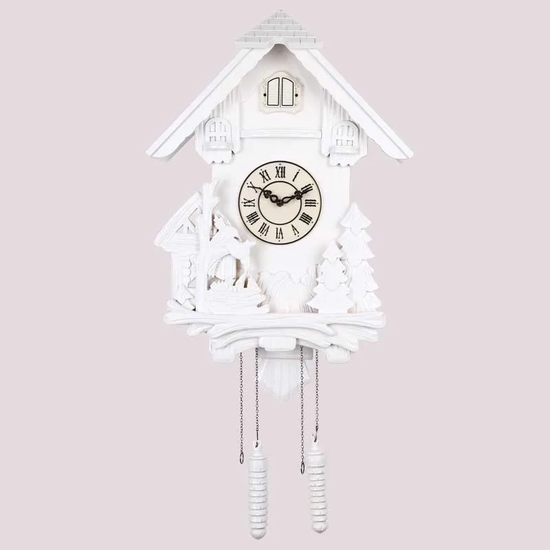 Двухцветный дерево часы Модные Винтажные настенные с кукушкой успокоить