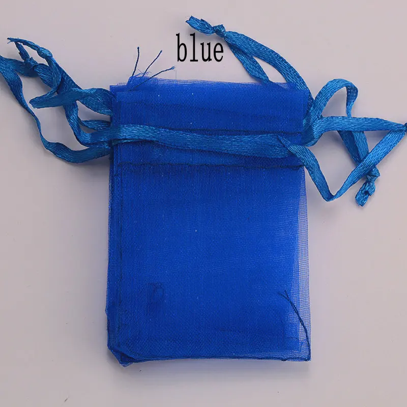 blue 16 цветов, 100 шт./лот, 9*12 см, органза, рождественские, свадебные подарочные сумки, мешок для конфет, упаковка ювелирных изделий, тянущиеся сумки и мешочек из органзы - Цвет: blue