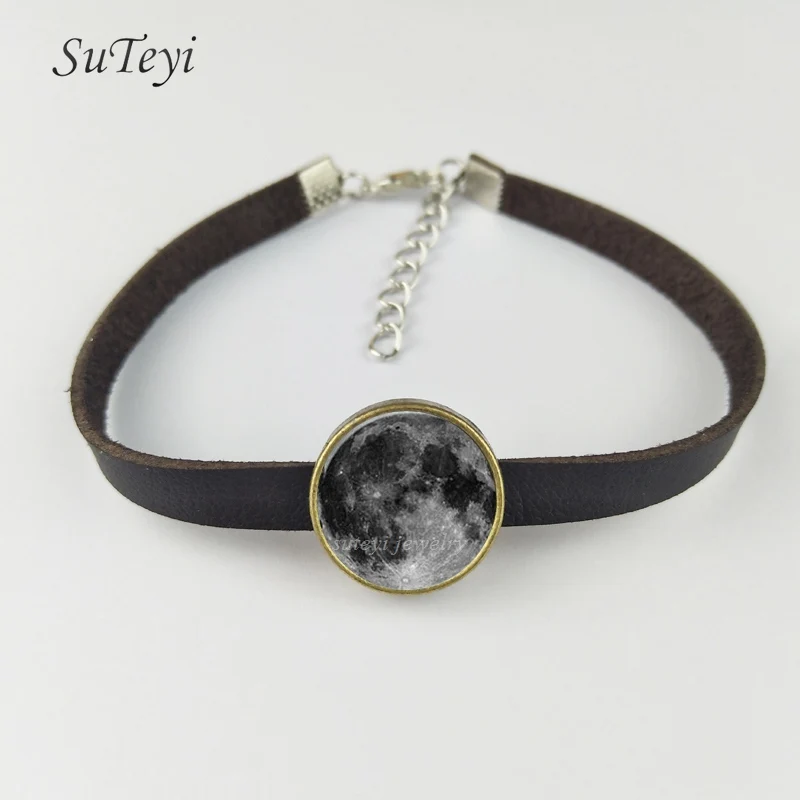 Новый стильный браслет SUTEYI со звездами стеклянный купол кожаный с изображением