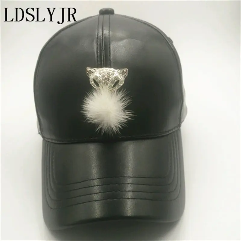 Ldslyjr Кожа Металл лиса регулируемая Бейсбол Snapback Cap путешествия шляпы для обувь