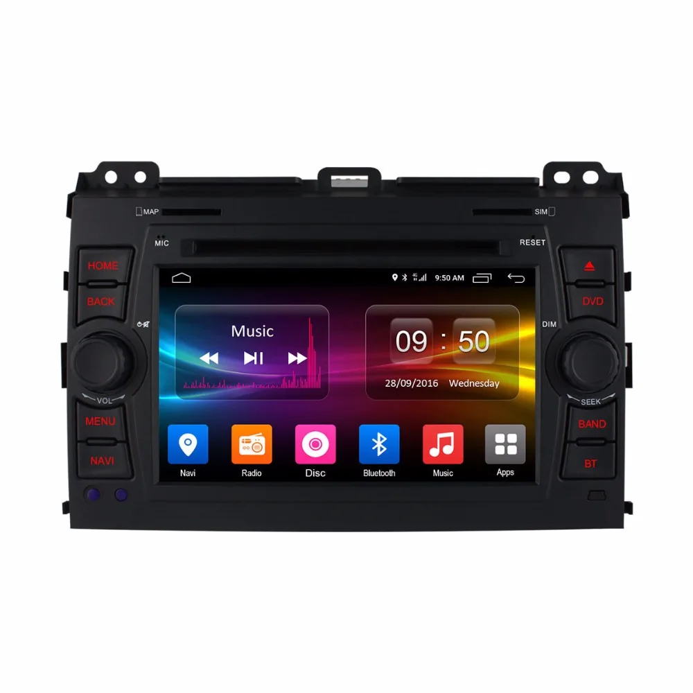 HD 1024X600 2 Гб ОЗУ Восьмиядерный автомобильный dvd плеер Android 6 0 для Toyota Land Cruiser Prado 120 2002