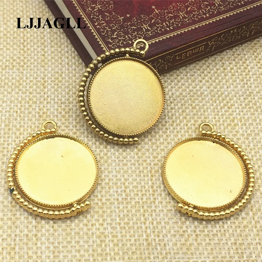 

Новый продукт 4 шт. 25 мм Вращение Золотой Камея База двухсторонняя филигранная рамка пустой Диаметр Установка Diy ювелирных изделий PendantADT132