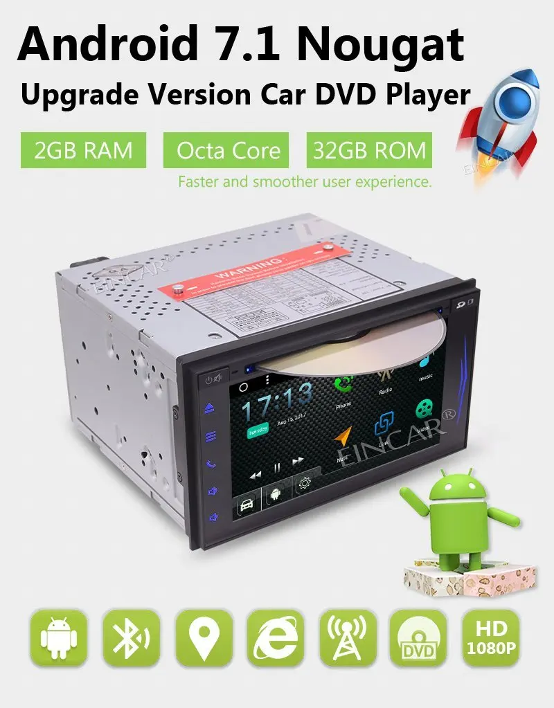 Eincar Android 7 1 Nougat автомобильный стерео Восьмиядерный Стайлинг ''dvd плеер 2Din gps