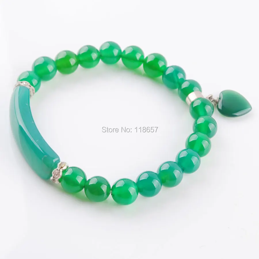 Браслеты YOWOST из натурального камня бусины зеленого агата в форме сердца