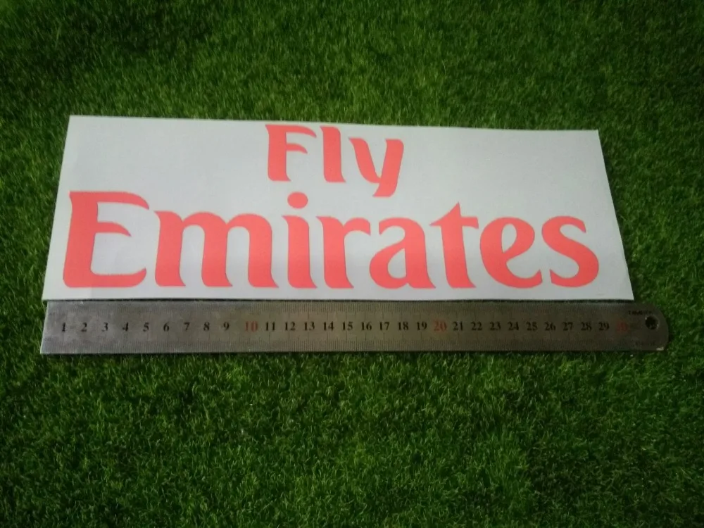 Черный и красный Fly Emirates значок спонсора патч футбольный значок теплоотводящая накладка
