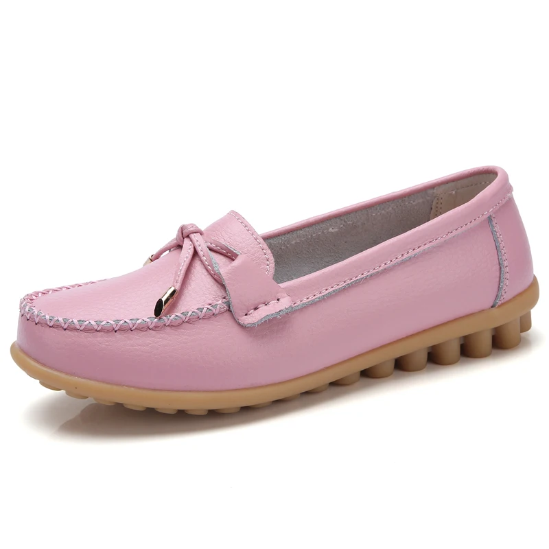 Pink ZIMENIE/брендовые мягкие женские туфли на плоской подошве 16 цветов женские прогулочные кожаные туфли-лоферы с украшением в виде бабочки; большие размеры 35-44 - Цвет: Pink