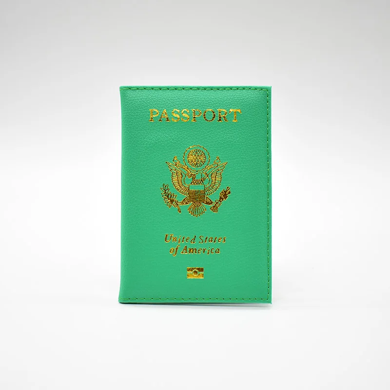 HEQUN, американская Женская Обложка для паспорта, розовая, гигантская, галька, мягкая, из искусственной кожи, Обложка для паспорта, для путешествий, высокое качество, крышка США для паспорта - Цвет: Зеленый